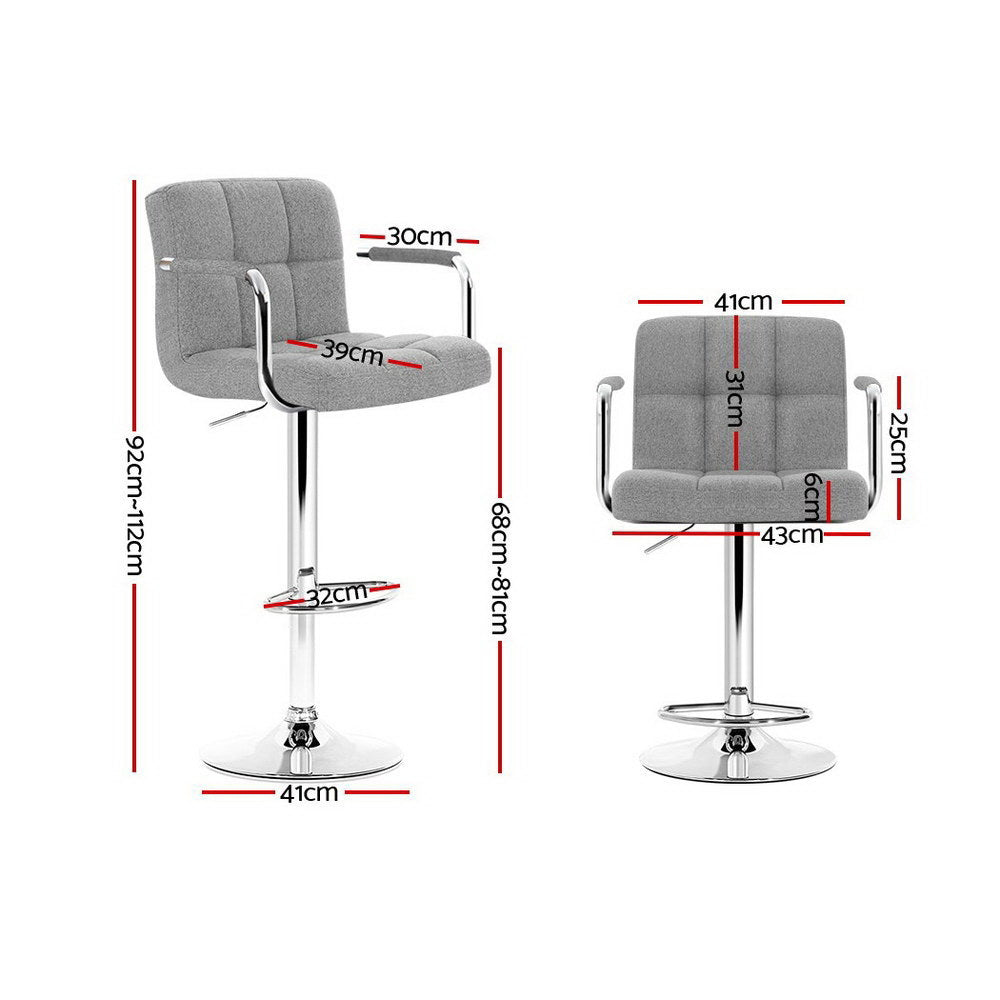 Faux Swiveling Bar Stools Gas Lift - Steel and Grey - Set of 2