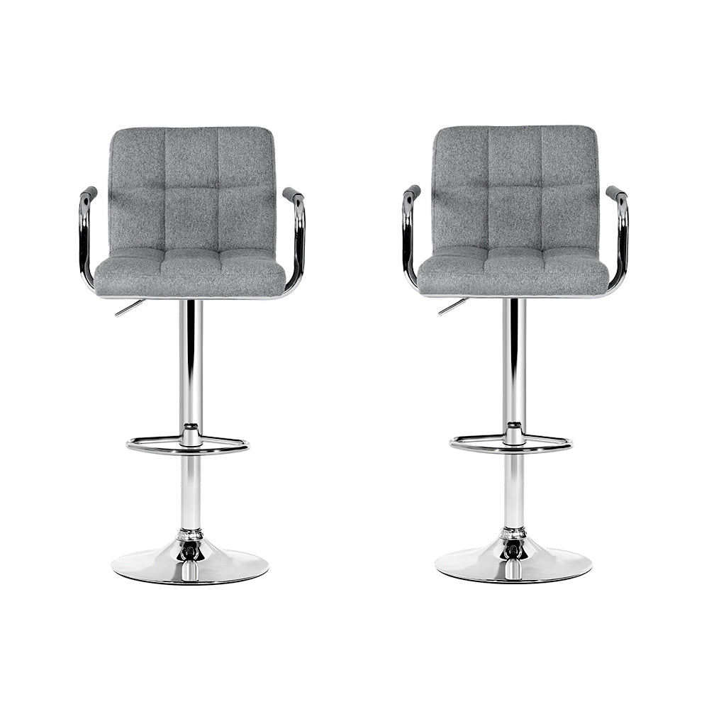 Faux Swiveling Bar Stools Gas Lift - Steel and Grey - Set of 2