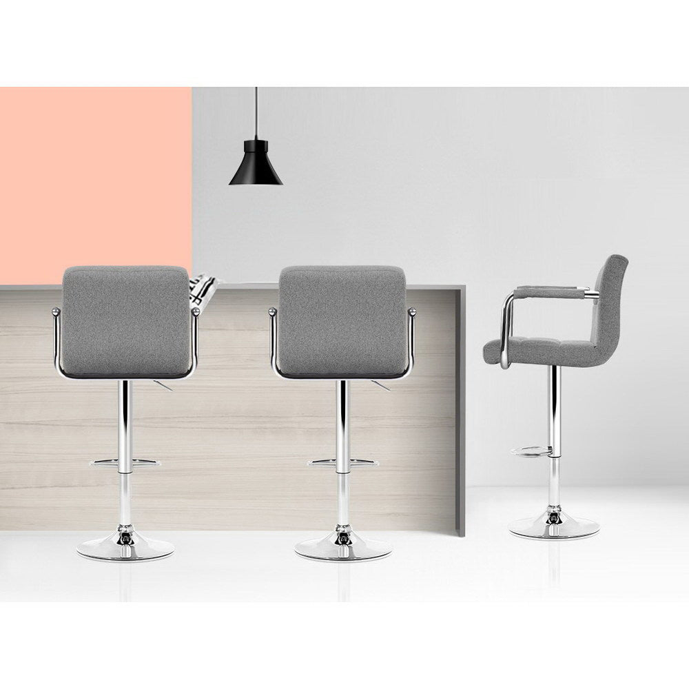 Faux Swiveling Bar Stools Gas Lift - Steel and Grey - Set of 2