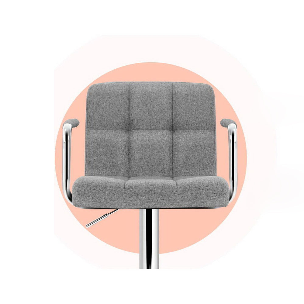 Faux Swiveling Bar Stools Gas Lift - Steel and Grey - Set of 2