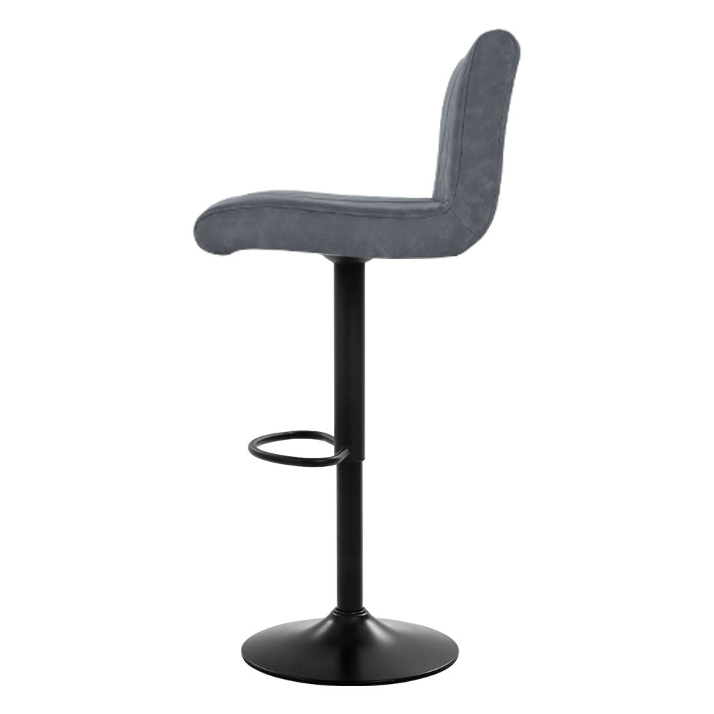 Leather Bar Stool - Set of 2 Grey