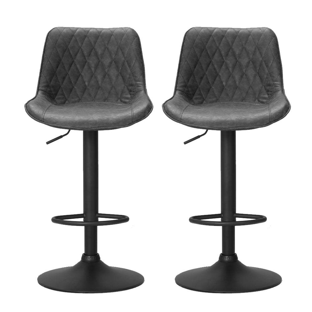 Set of 2 Bar Stools Kitchen Stool Chairs Metal Barstool Dining Chair Black
