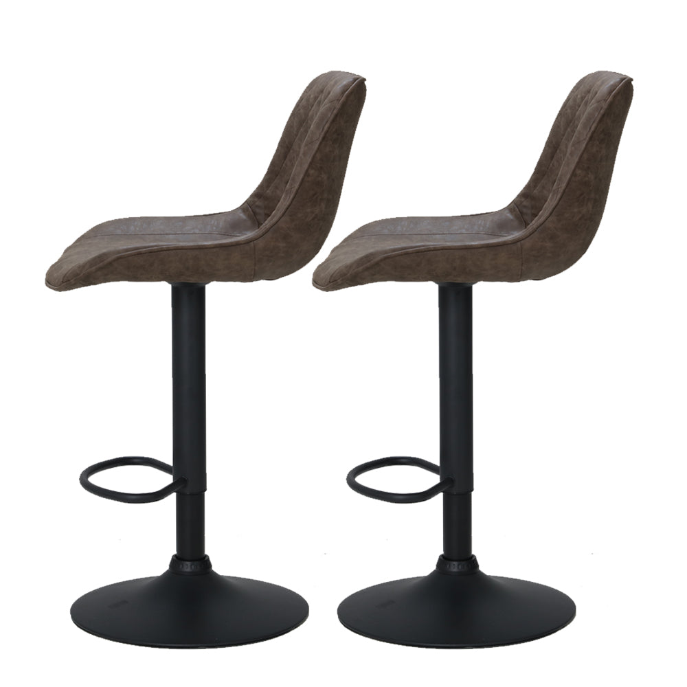 Set of 2 Bar Stools Kitchen Stool Chairs Metal Barstool Dining Chair Brown
