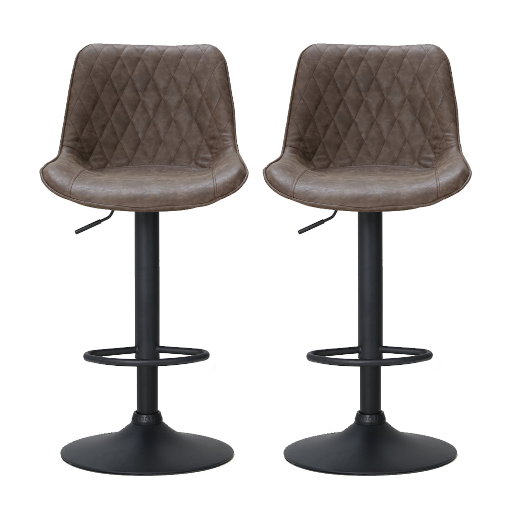 Set of 2 Bar Stools Kitchen Stool Chairs Metal Barstool Dining Chair Brown