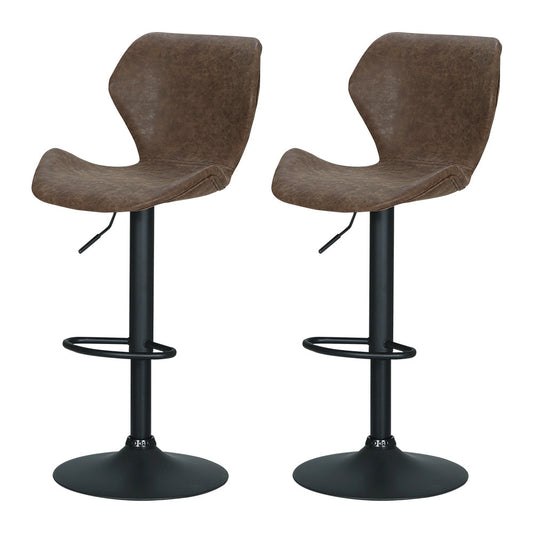 Set of 2 Bar Stools Kitchen Stool Chairs Metal Barstool Swivel Brown