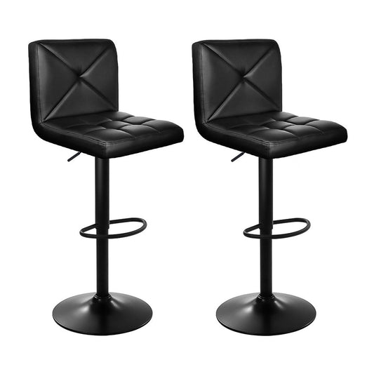 Artiss Set of 2 PU Leather Gas Lift Bar Stools - Black