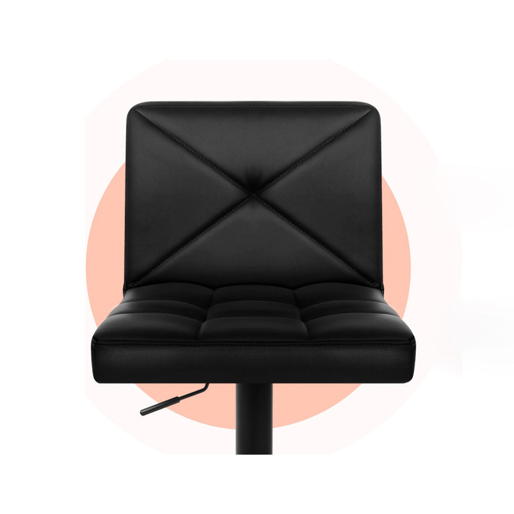 Leather Bar Stools Gas Lift - Black - Set of 2