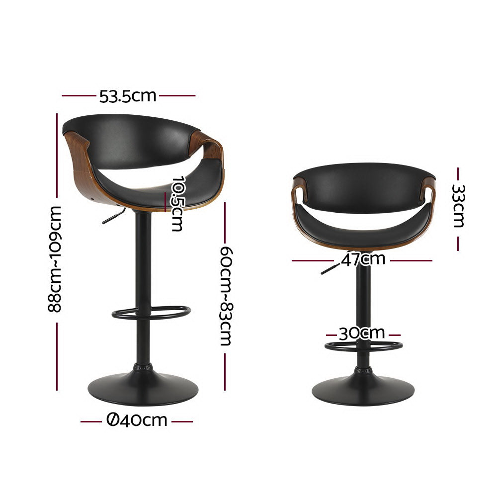 Bar Stools Swivel Chair Kitchen Gas Lift Wooden Bar Stool Leather Black