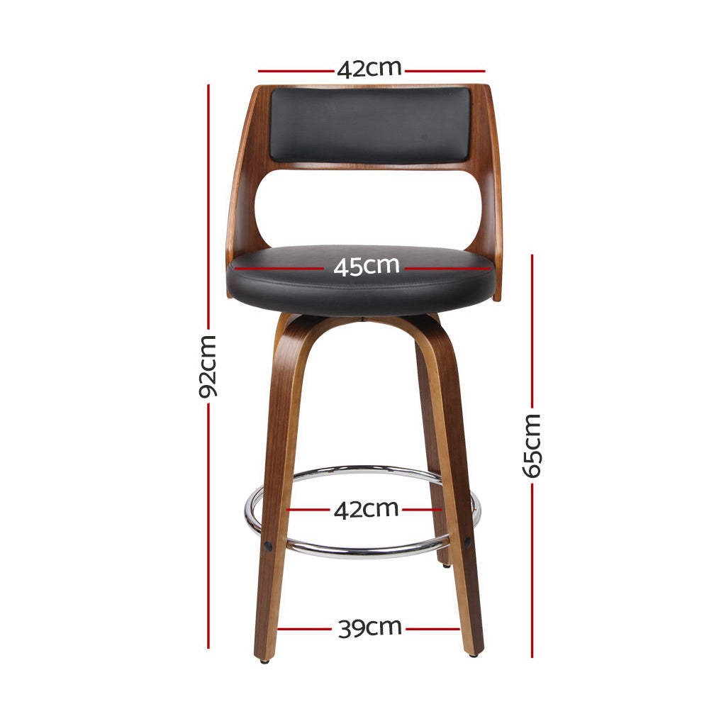 Wooden Bar Stools - Black - Set of 2