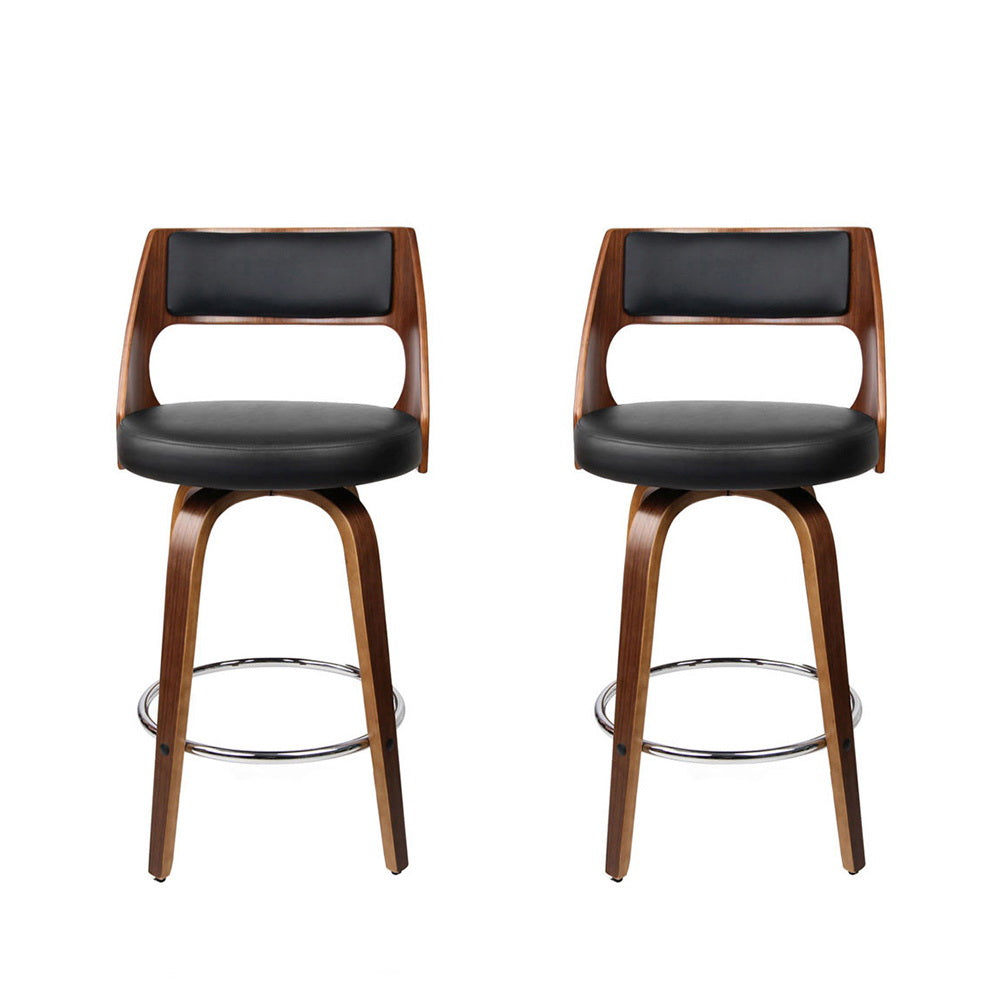 Wooden Bar Stools - Black - Set of 2