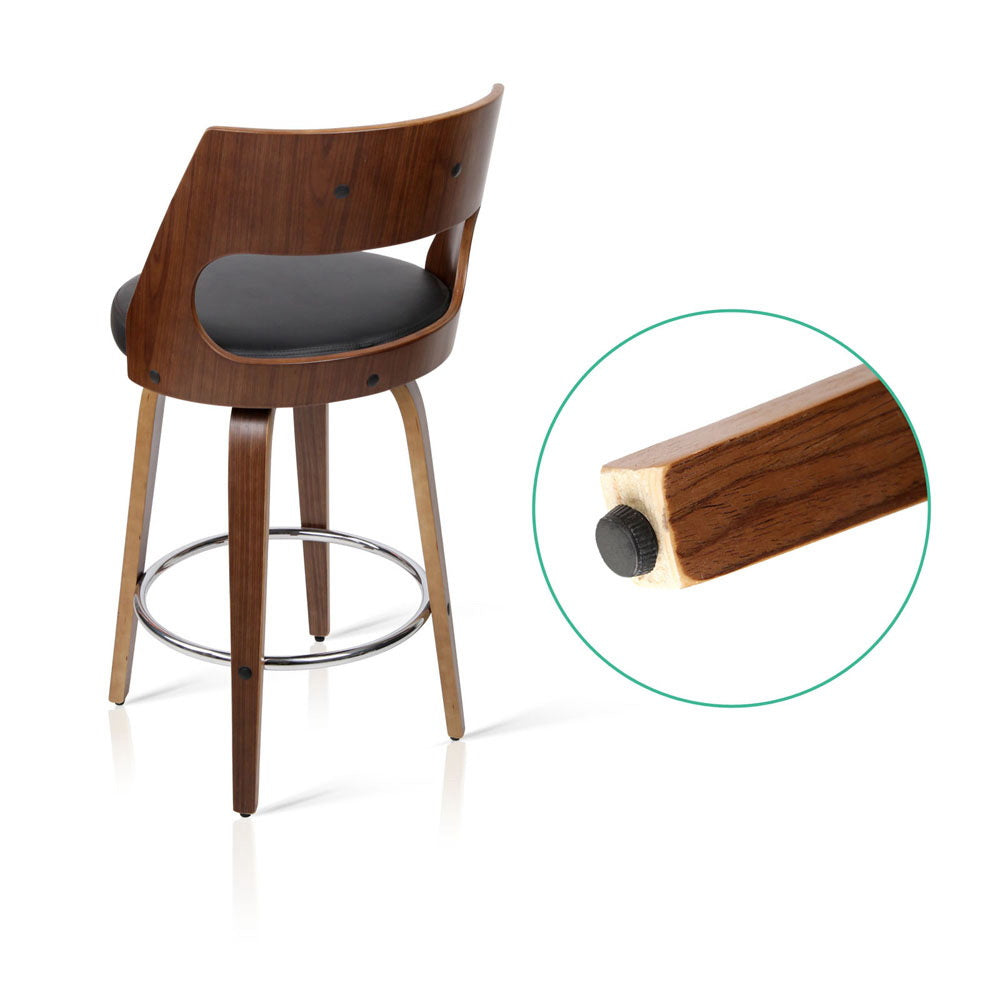 Wooden Bar Stools - Black - Set of 2