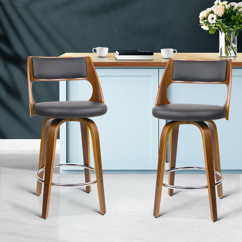 Wooden Bar Stools - Black - Set of 2