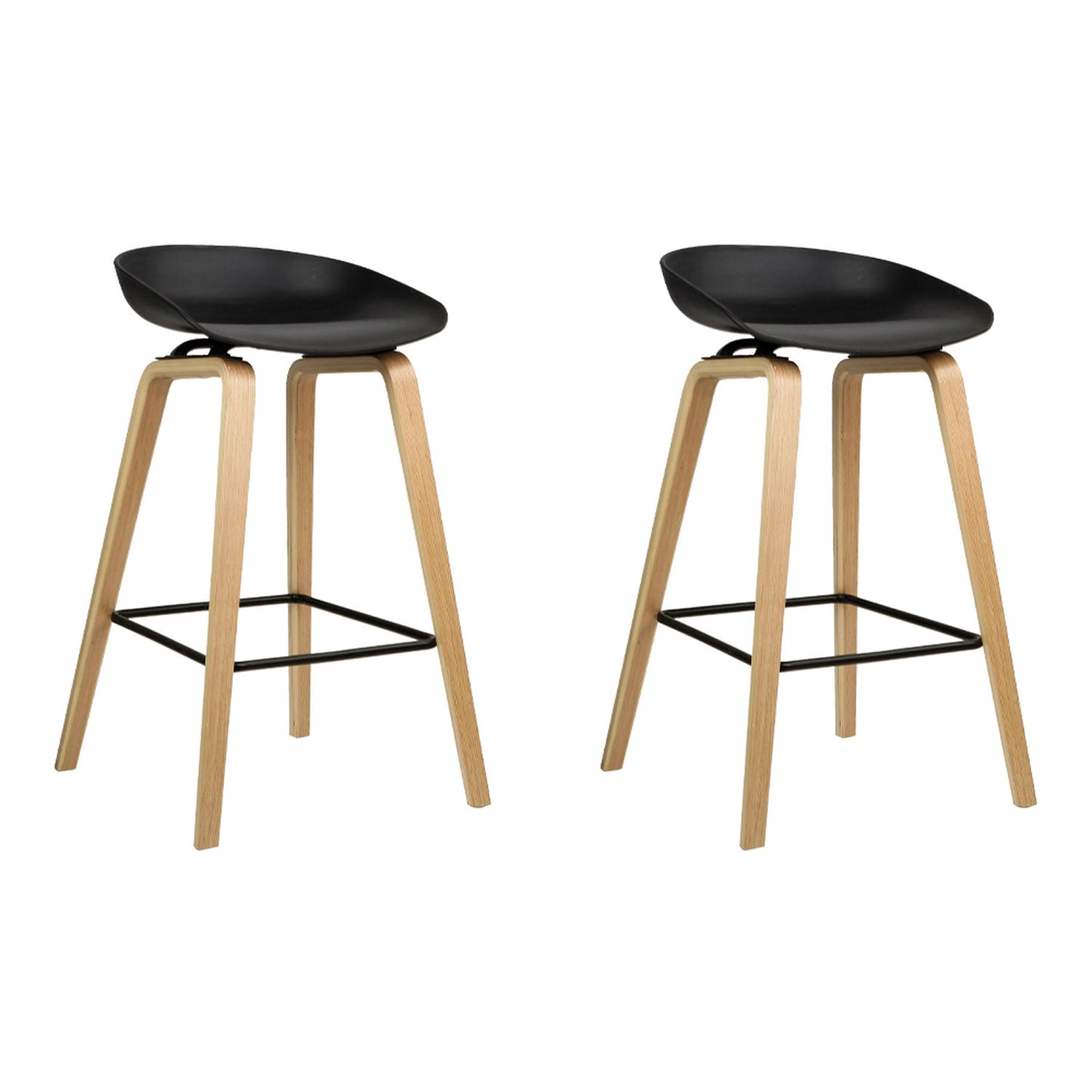 Wooden Square Bar Stool - Black - Set of 2
