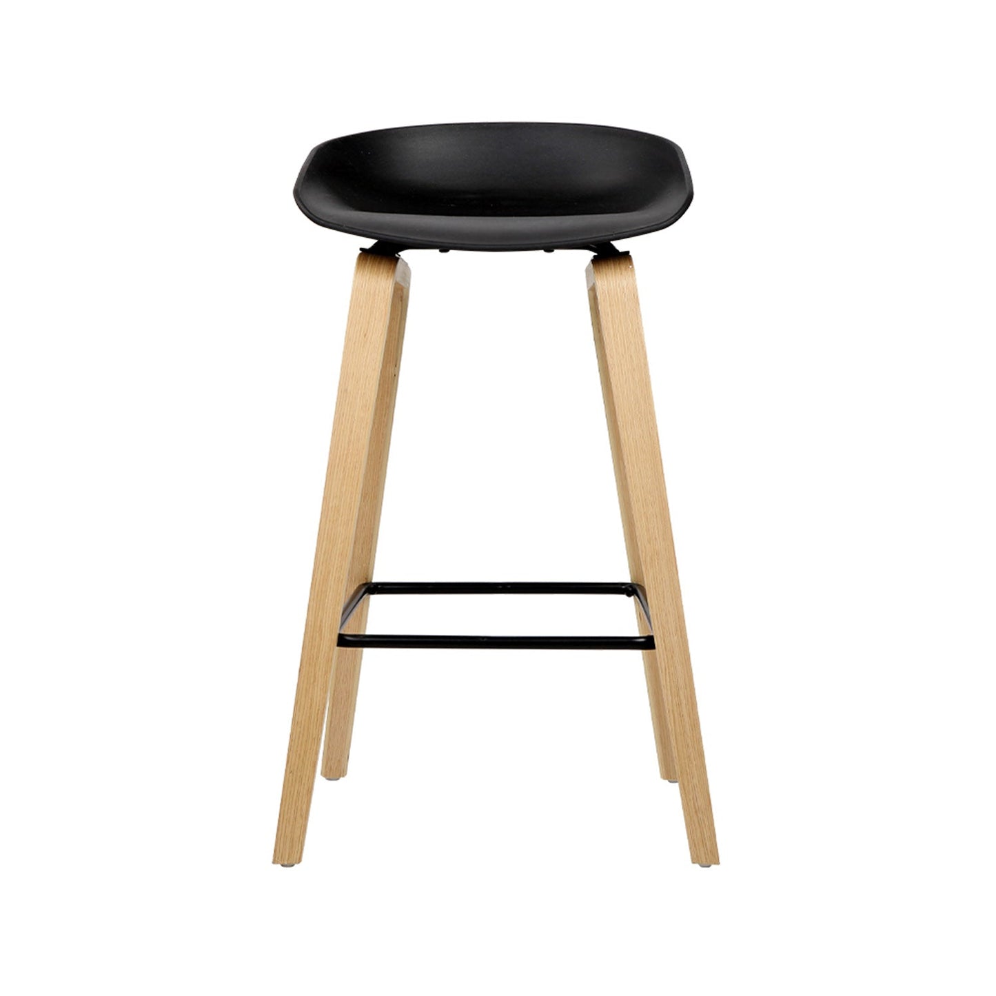 Wooden Square Bar Stool - Black - Set of 2