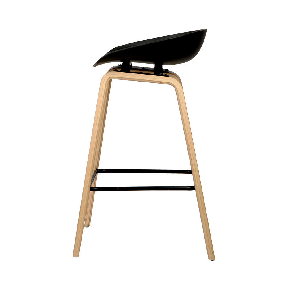 Wooden Square Bar Stool - Black - Set of 2
