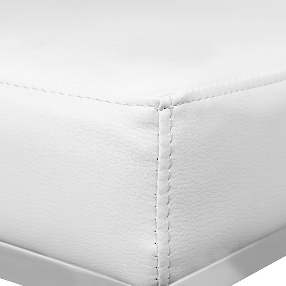 Leather Backless Bar Stools Gas Lift - White and Chrome - Set of 2