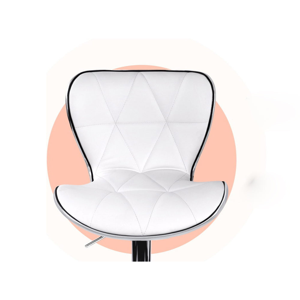 Leather Patterned Bar Stools- White and Chrome  -Set of 2