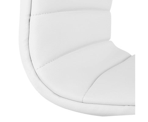 Leather Bar Stools Padded Line Style - White - Set of 2