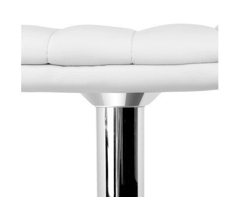 Leather Bar Stools Padded Line Style - White - Set of 2
