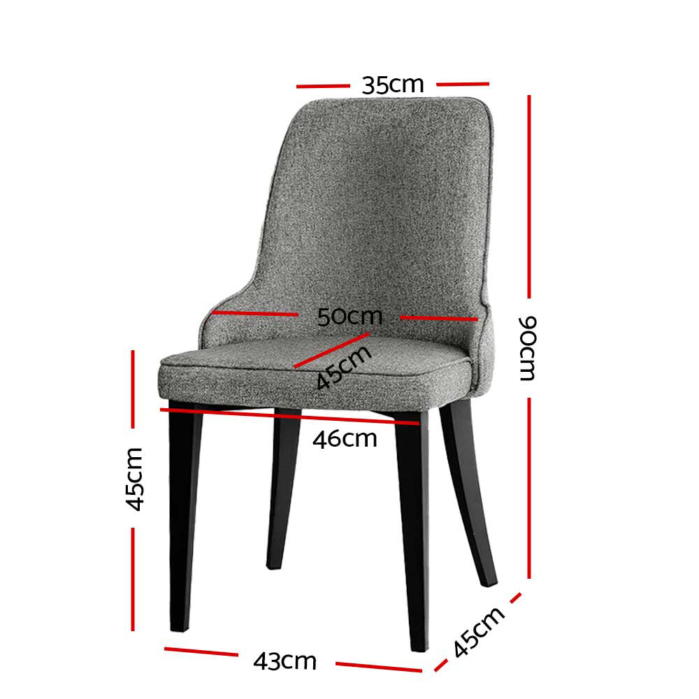 Fabric Dining Chairs - Grey - Set of 2