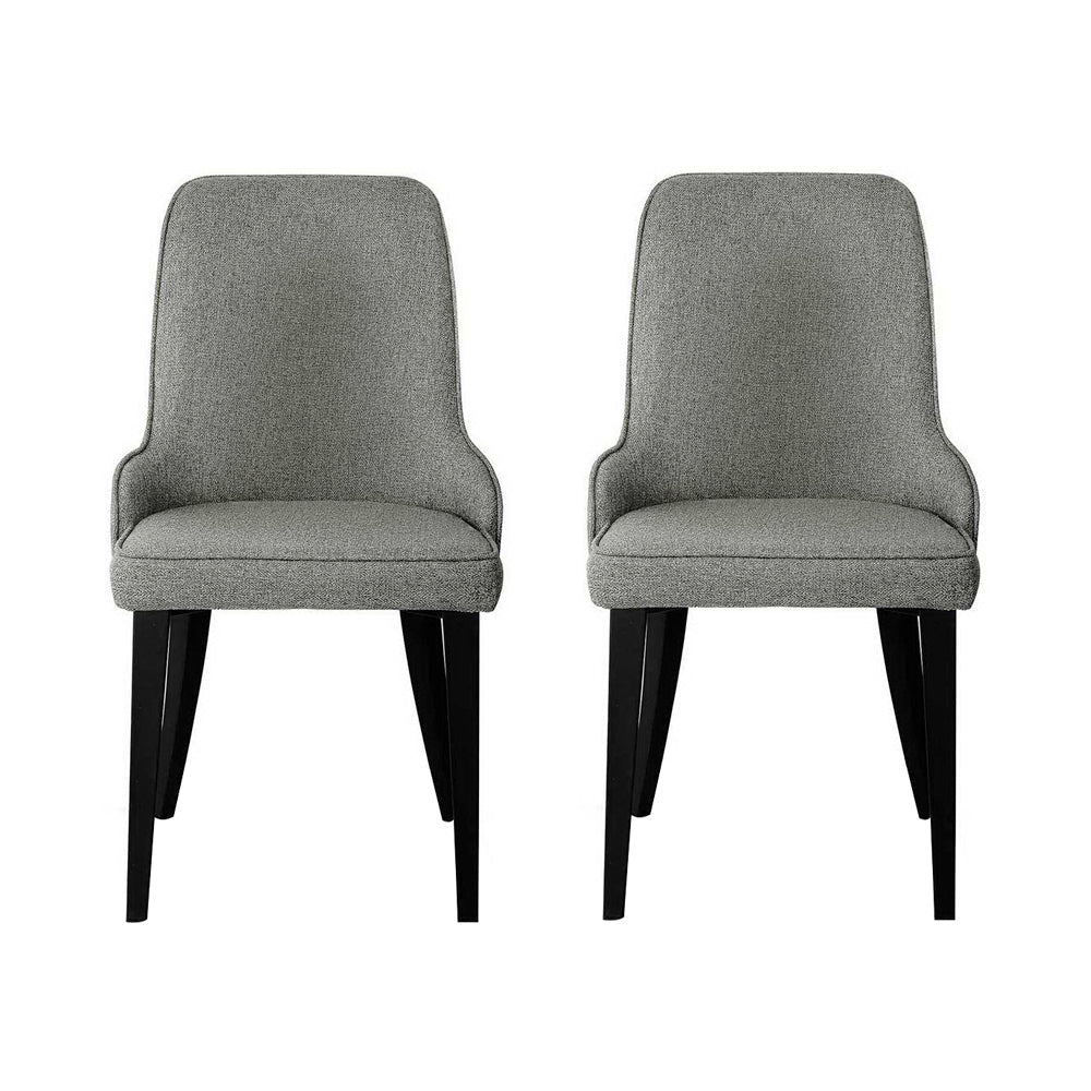 Fabric Dining Chairs - Grey - Set of 2