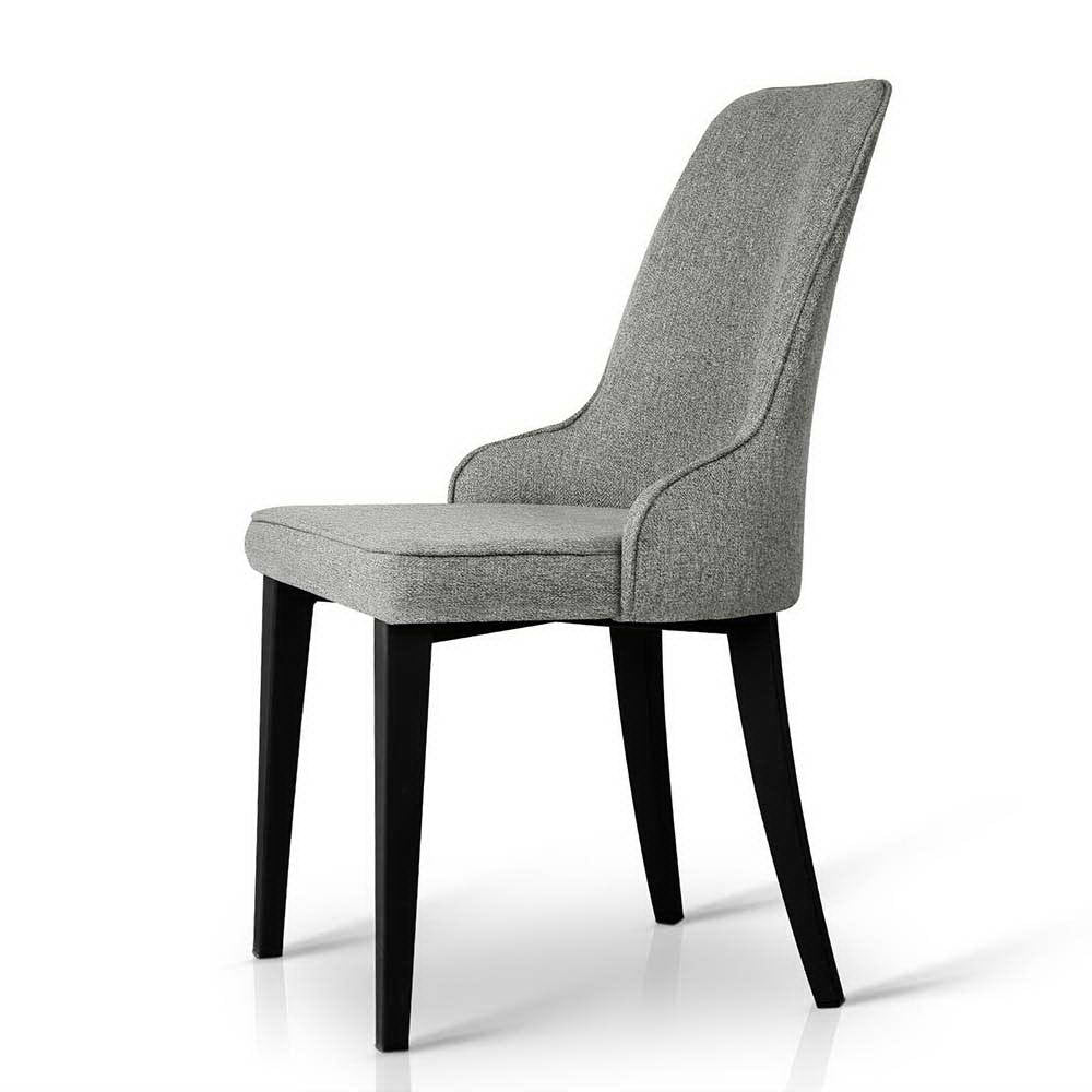 Fabric Dining Chairs - Grey - Set of 2