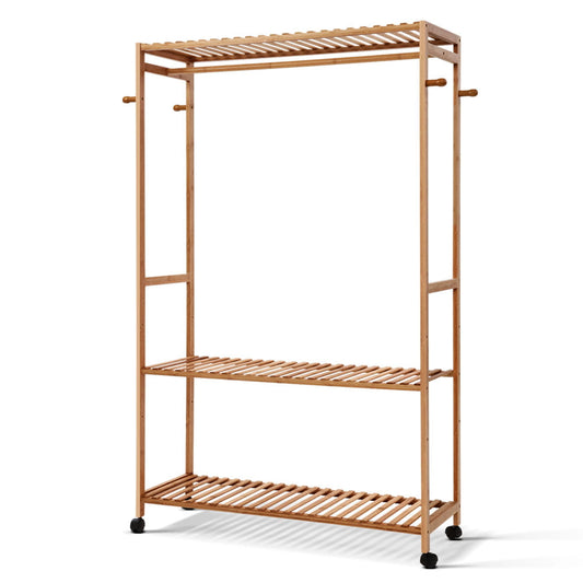 Bamboo Clothes Rack Coat Stand Garment Hanger Wardrobe Portable Airer