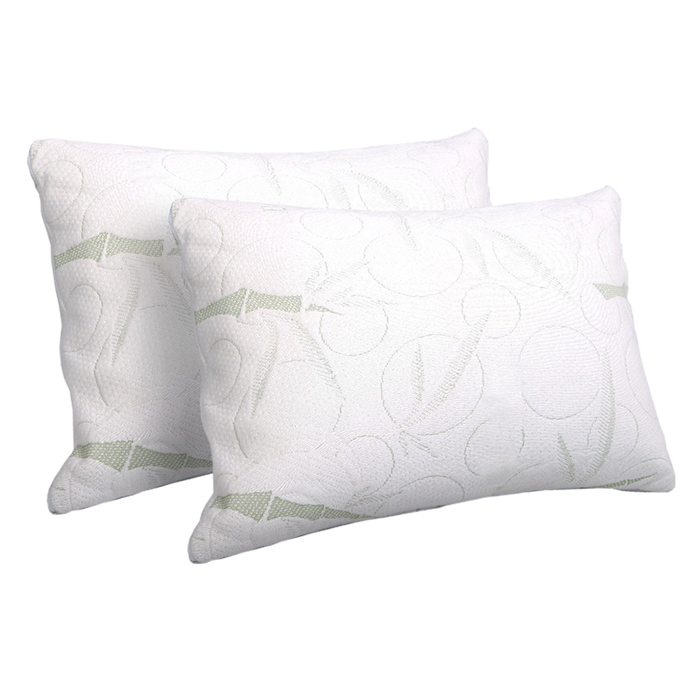 Memory Foam Bamboo Bed Pillow - Set of 2