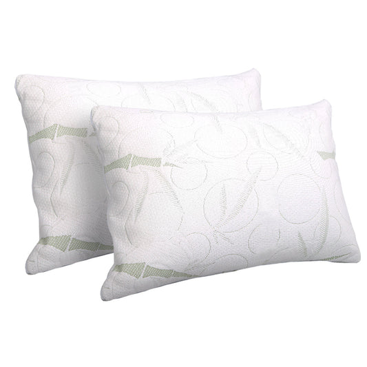 Memory Foam Bamboo Bed Pillow - Set of 2