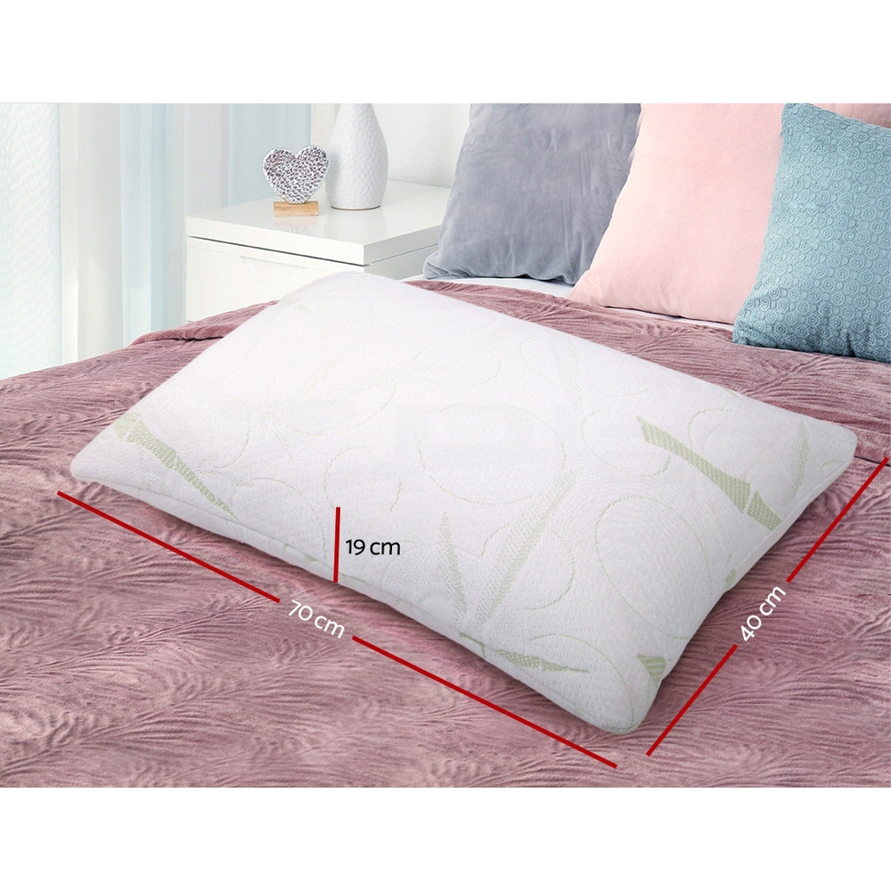 Memory Foam Bamboo Bed Pillow - Set of 2