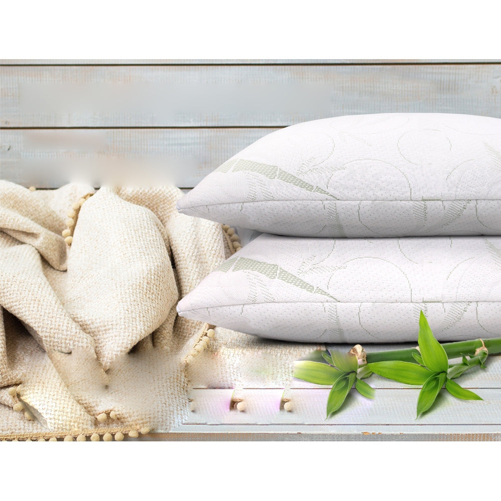 Memory Foam Bamboo Bed Pillow - Set of 2