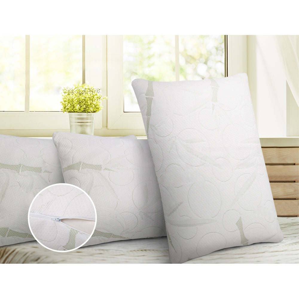Memory Foam Bamboo Bed Pillow - Set of 2
