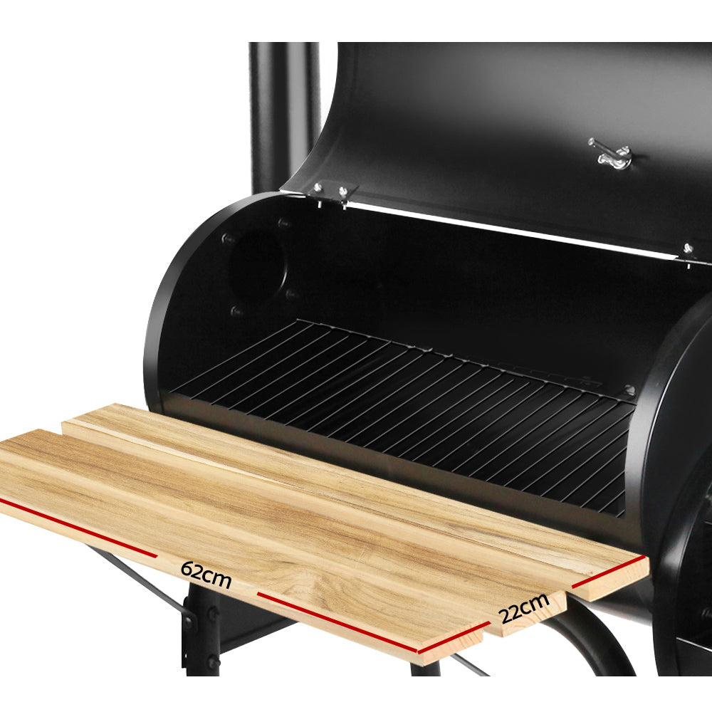 2-in-1 Home Coated Steel Offset BBQ Smoker - Black