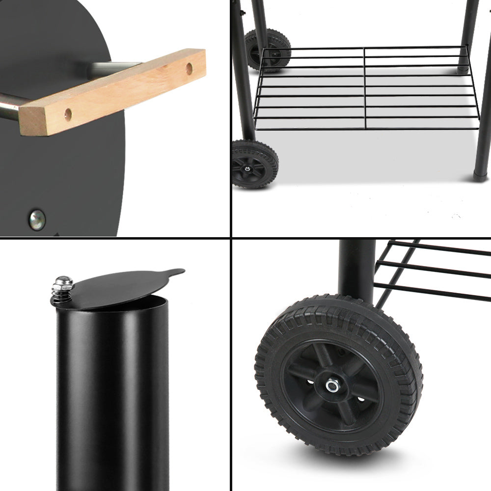 2-in-1 Home Coated Steel Offset BBQ Smoker - Black