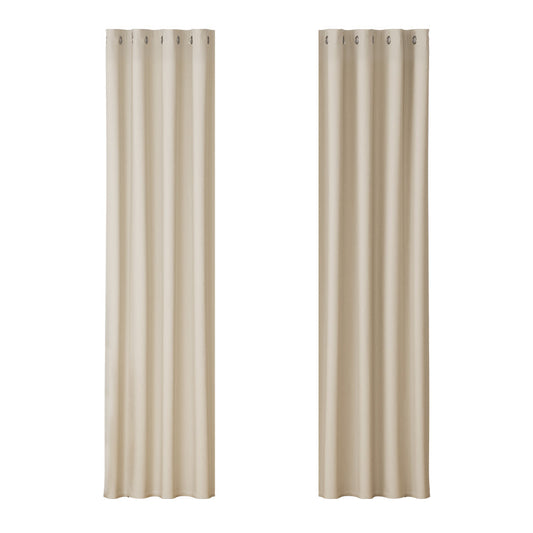 2X Blockout Curtains Blackout Window Curtain Eyelet 140x230cm Beige