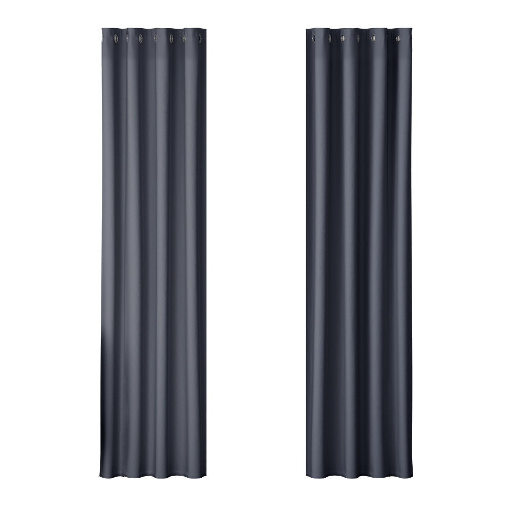2X Blockout Curtains Blackout Window Curtain Eyelet 140x230cm Charcoal