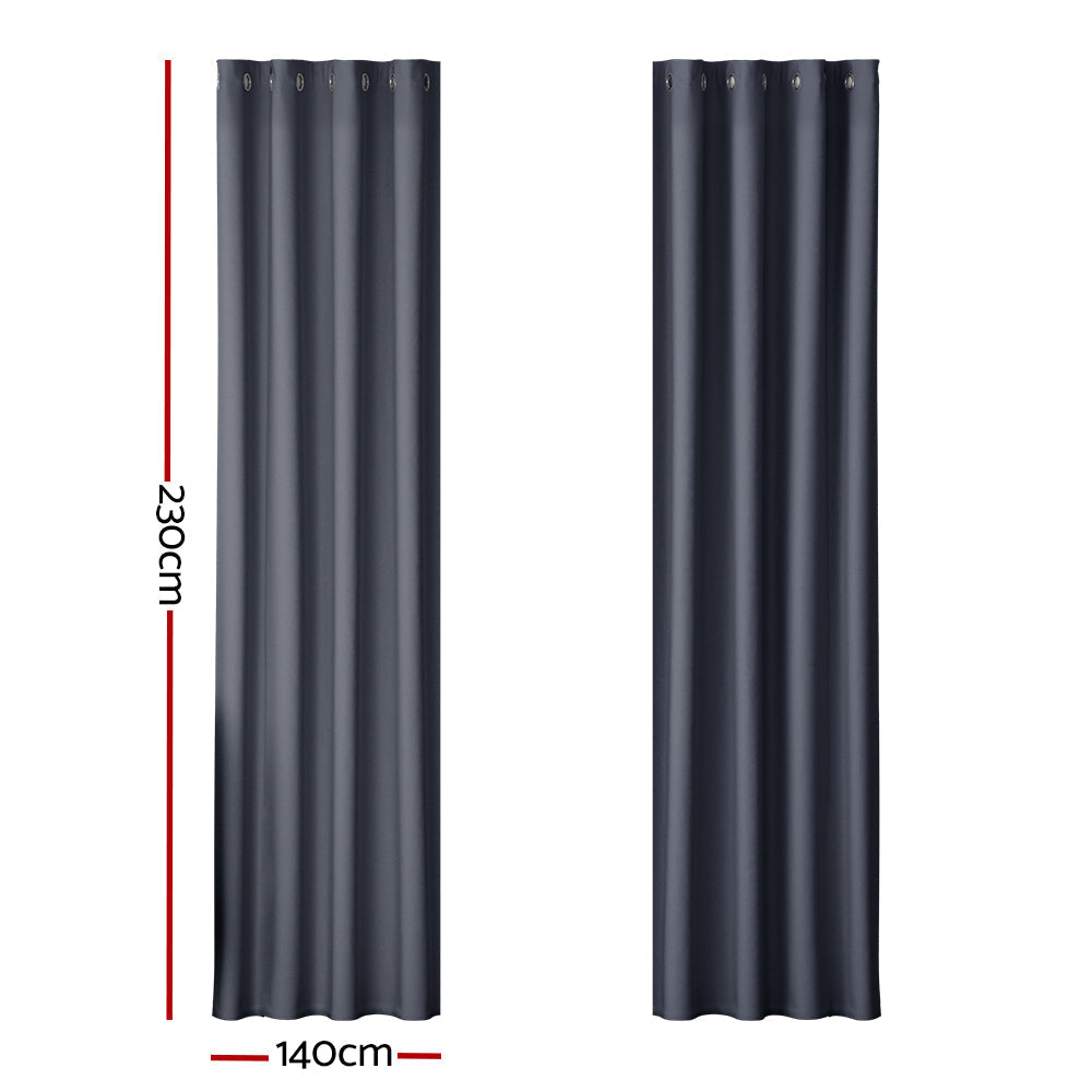 2X Blockout Curtains Blackout Window Curtain Eyelet 140x230cm Charcoal