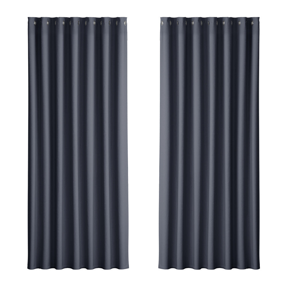 2X Blockout Curtains Blackout Window Curtain Eyelet 240x230cm Charcoal
