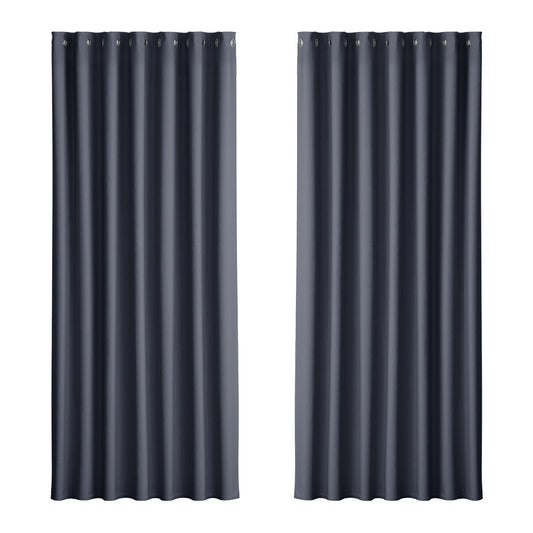2X Blockout Curtains Blackout Window Curtain Eyelet 240x230cm Charcoal