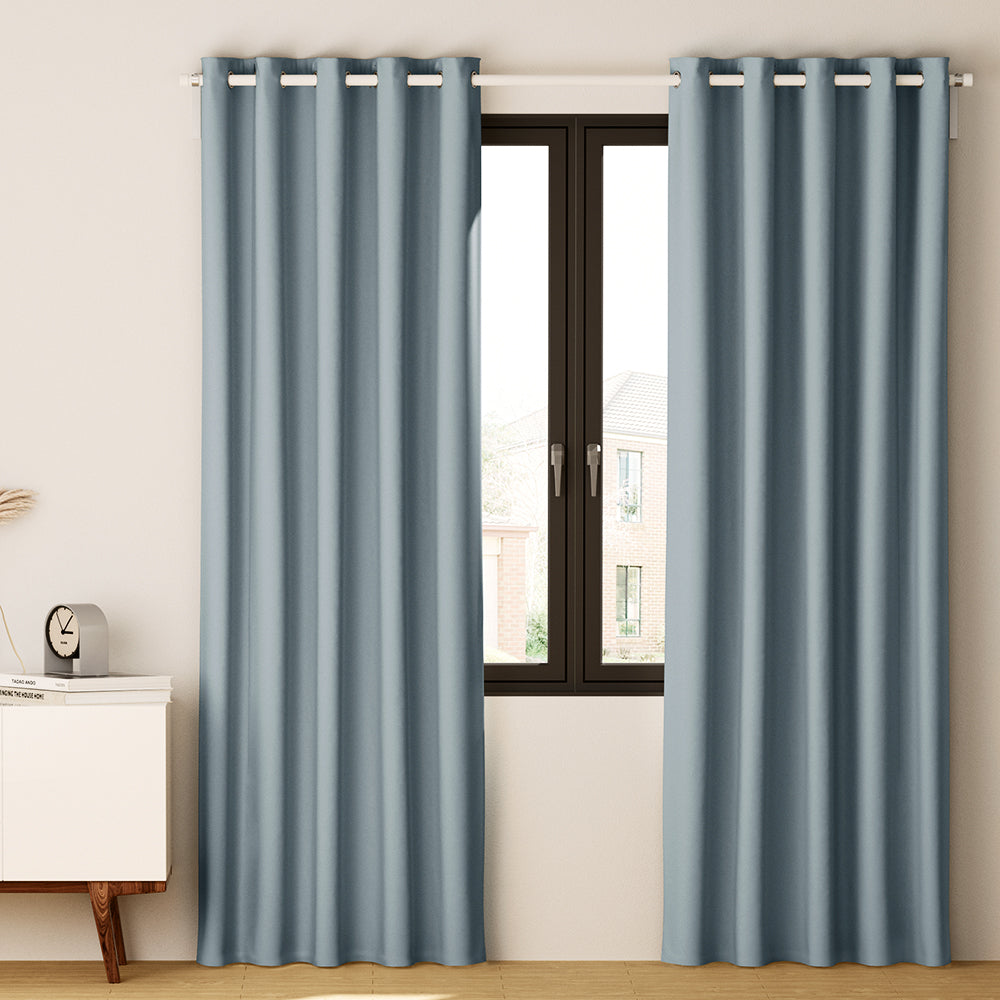 2X Blockout Curtains Blackout Window Curtain Eyelet 240x230cm Grey
