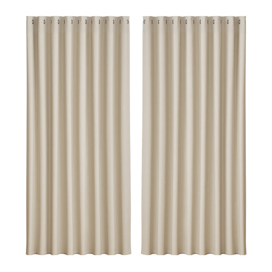2X Blockout Curtains Blackout Window Curtain Eyelet 300x230cm Beige