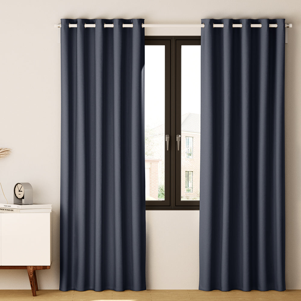 2X Blockout Curtains Blackout Window Curtain Eyelet 300x230cm Charcoal
