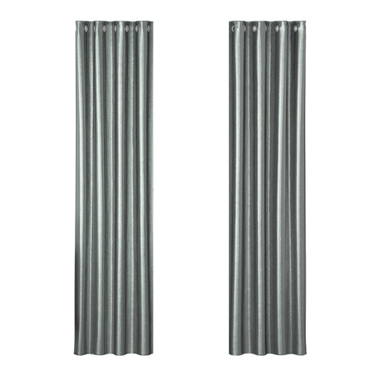 2X Blockout Curtains Blackout Window Curtain Eyelet 140x230cm Grey
