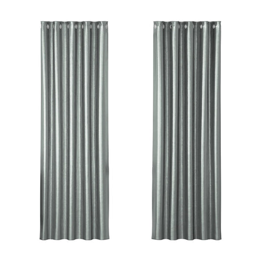 2X Blockout Curtains Blackout Window Curtain Eyelet 180x213cm Grey