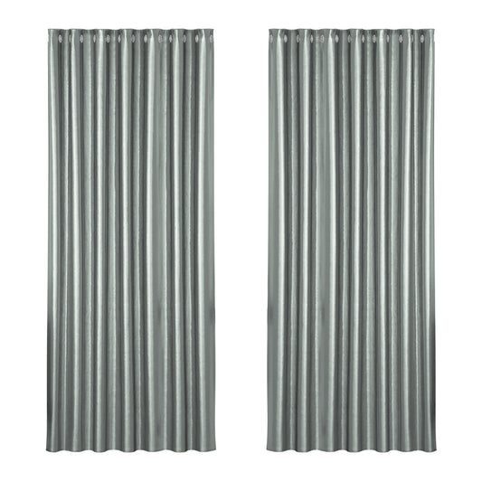 2X Blockout Curtains Blackout Window Curtain Eyelet 240x230cm Grey