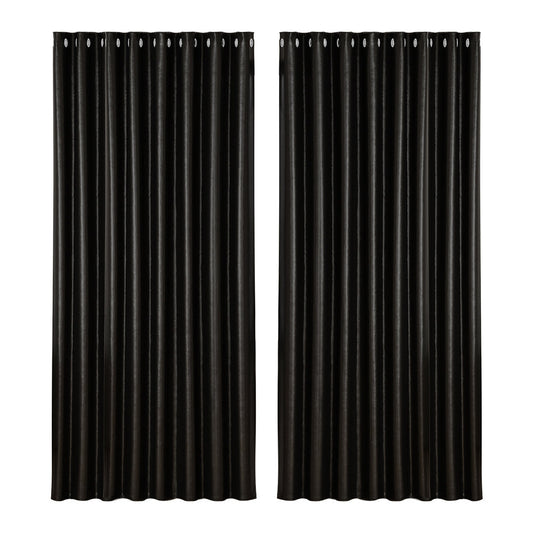 2X Blockout Curtains Blackout Window Curtain Eyelet 300x230cm Black