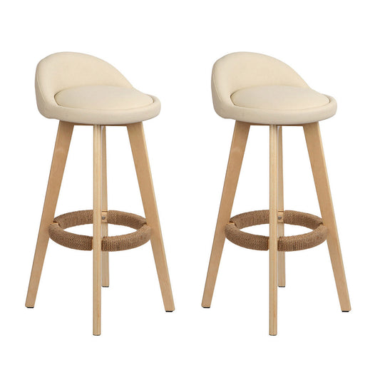 Artiss Set of 2 PU Leather Backrest Bar Stools - Beige