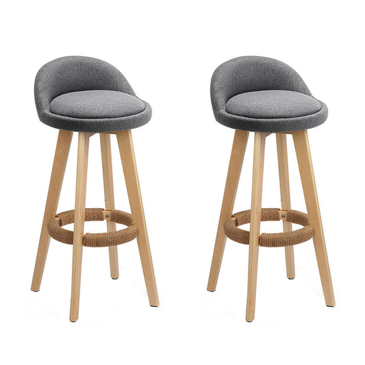 Artiss Set of 2 Fabric Backrest Bar Stools - Grey