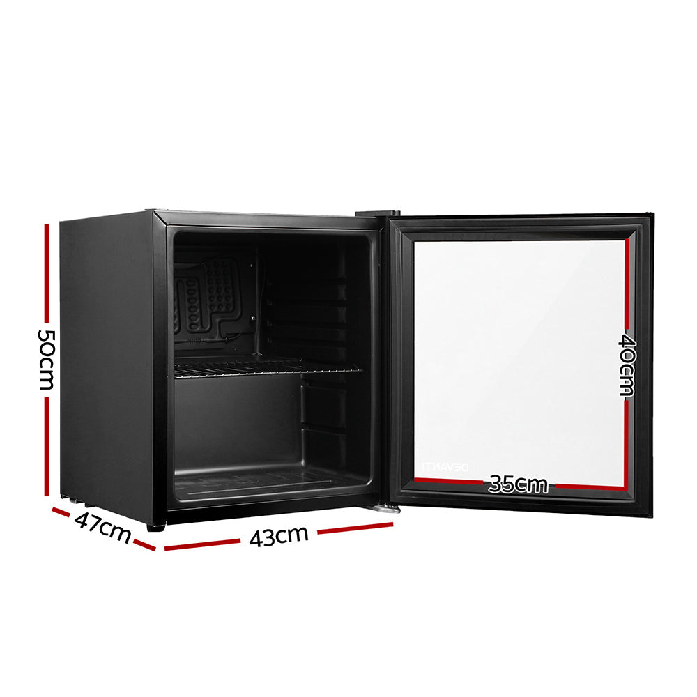 Glass Door Mini Bar Fridge Cooler 46L - Black