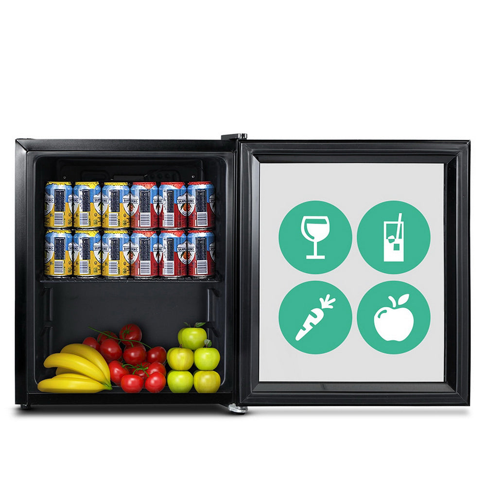 Glass Door Mini Bar Fridge Cooler 46L - Black